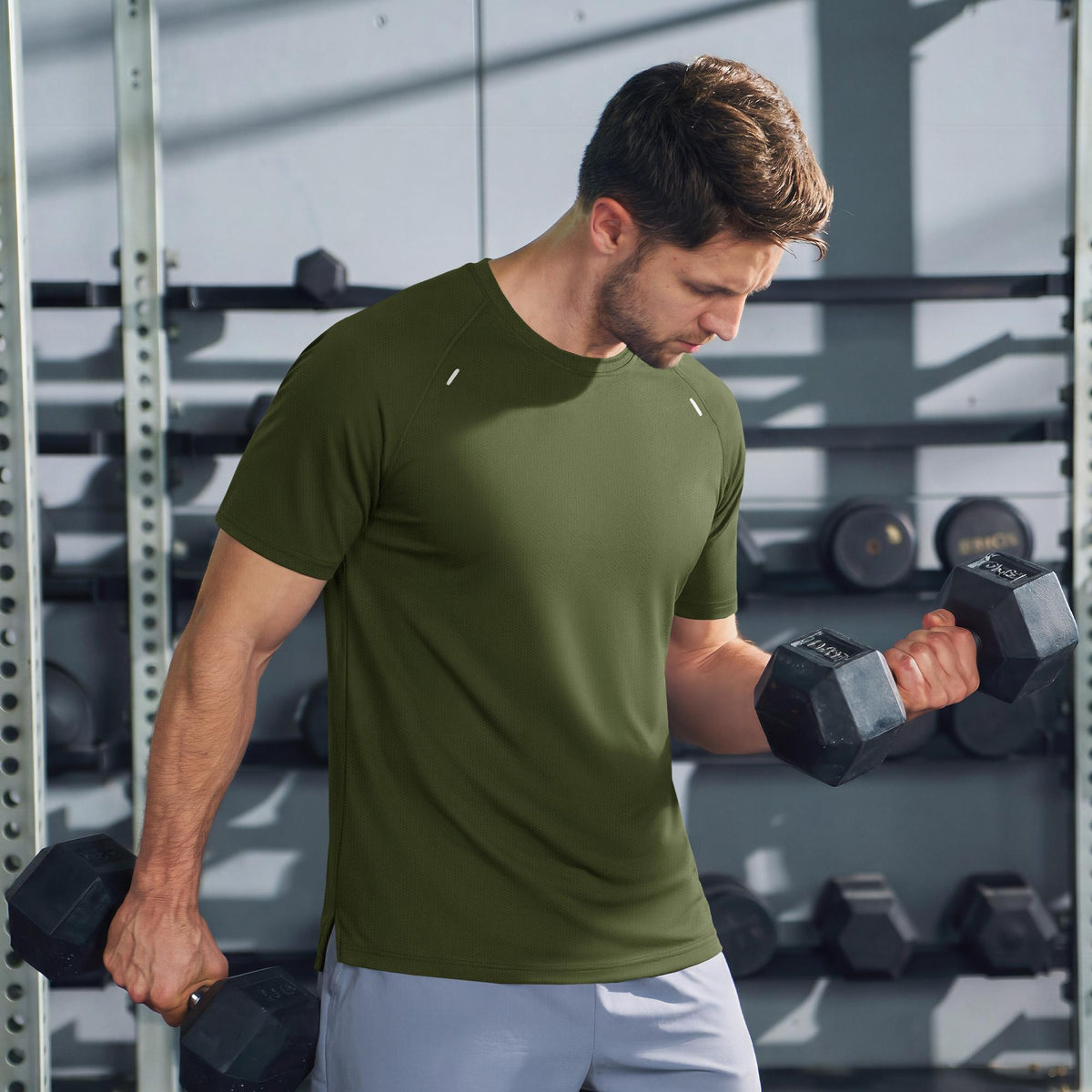 Men's Quick Dry Short Sleeve Athletic Shirt Breathable Mesh Workout Top