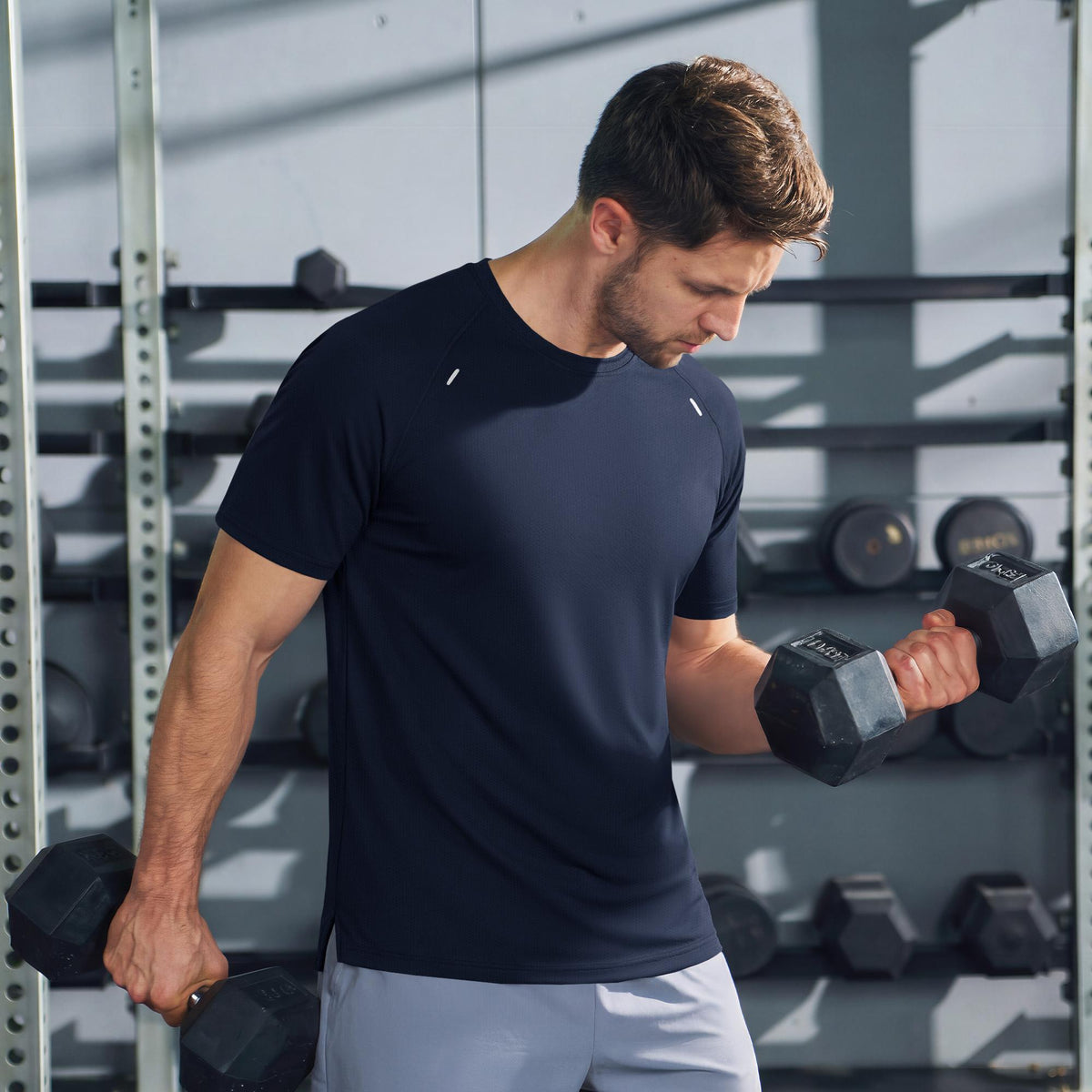 Men's Quick Dry Short Sleeve Athletic Shirt Breathable Mesh Workout Top