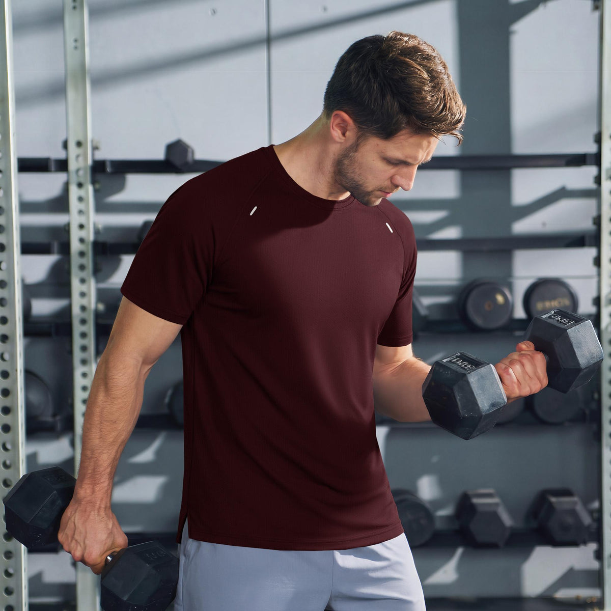 Men's Quick Dry Short Sleeve Athletic Shirt Breathable Mesh Workout Top