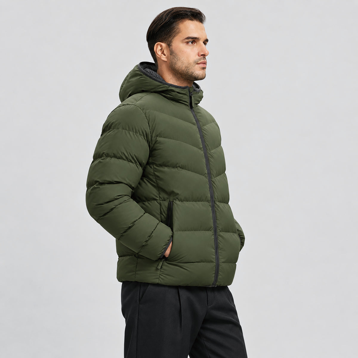 Men's Lightweight Quilted Puffer Jacket with Hood