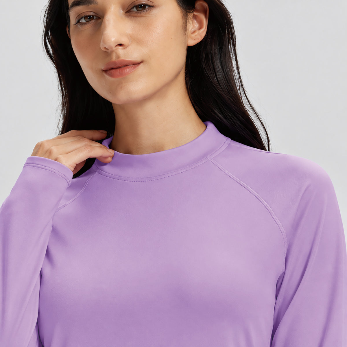Women's Fleece Lined Thermal Shirt Mock Neck Long Sleeve Base Layer