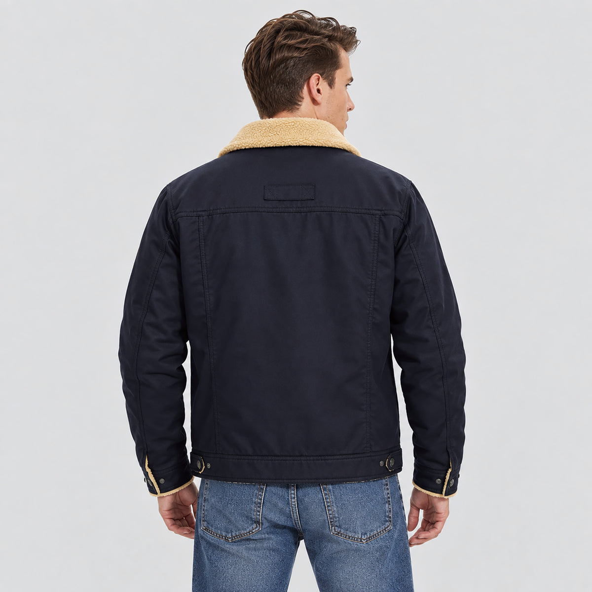 Men's Sherpa Lined Trucker Jacket | Casual Denim Canvas Coat