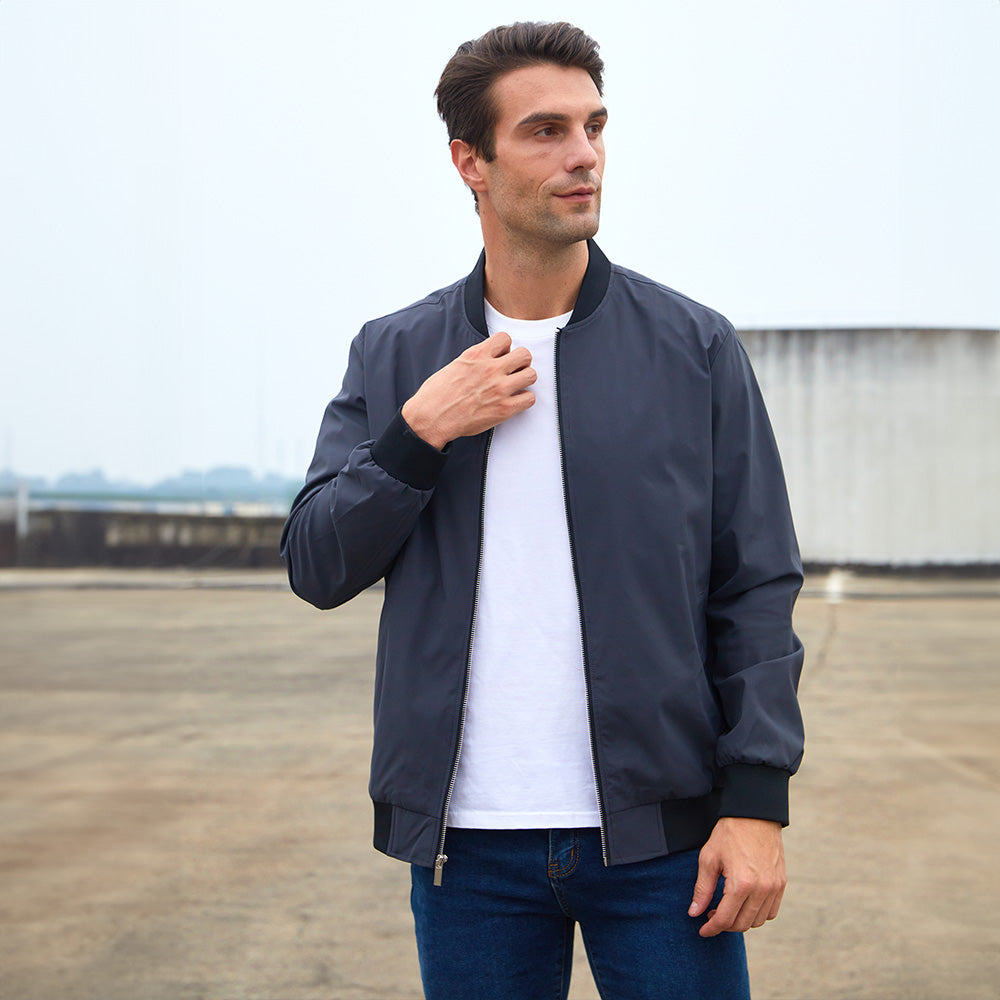 Men's Bomber Jacket Lightweight Windbreaker with Pockets