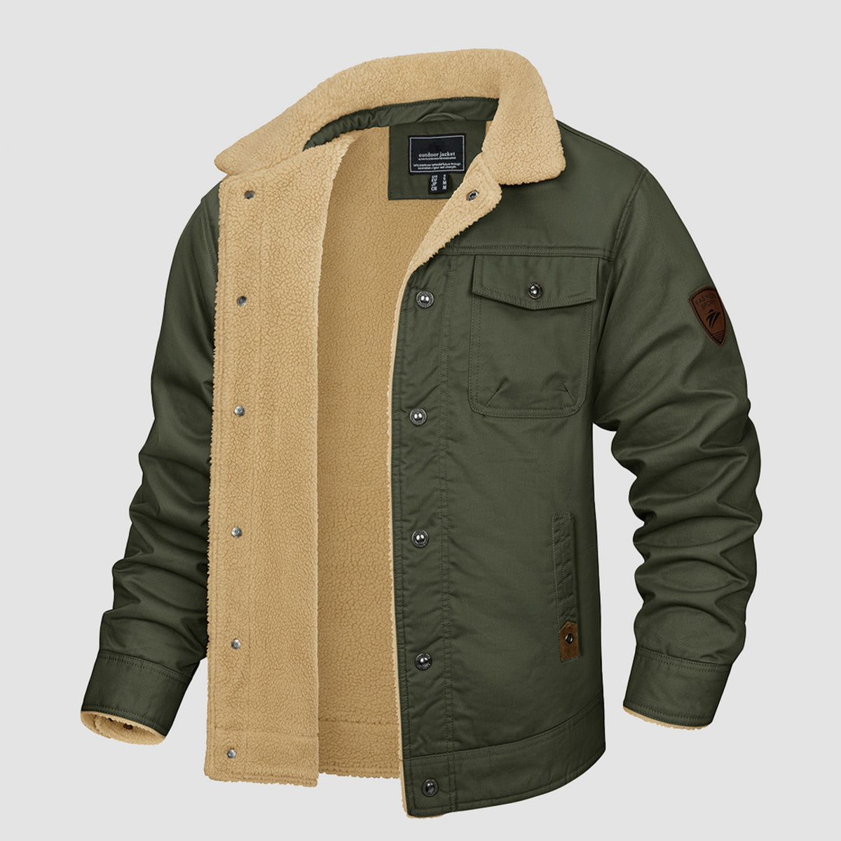 Men's Sherpa Lined Trucker Jacket | Casual Denim Canvas Coat