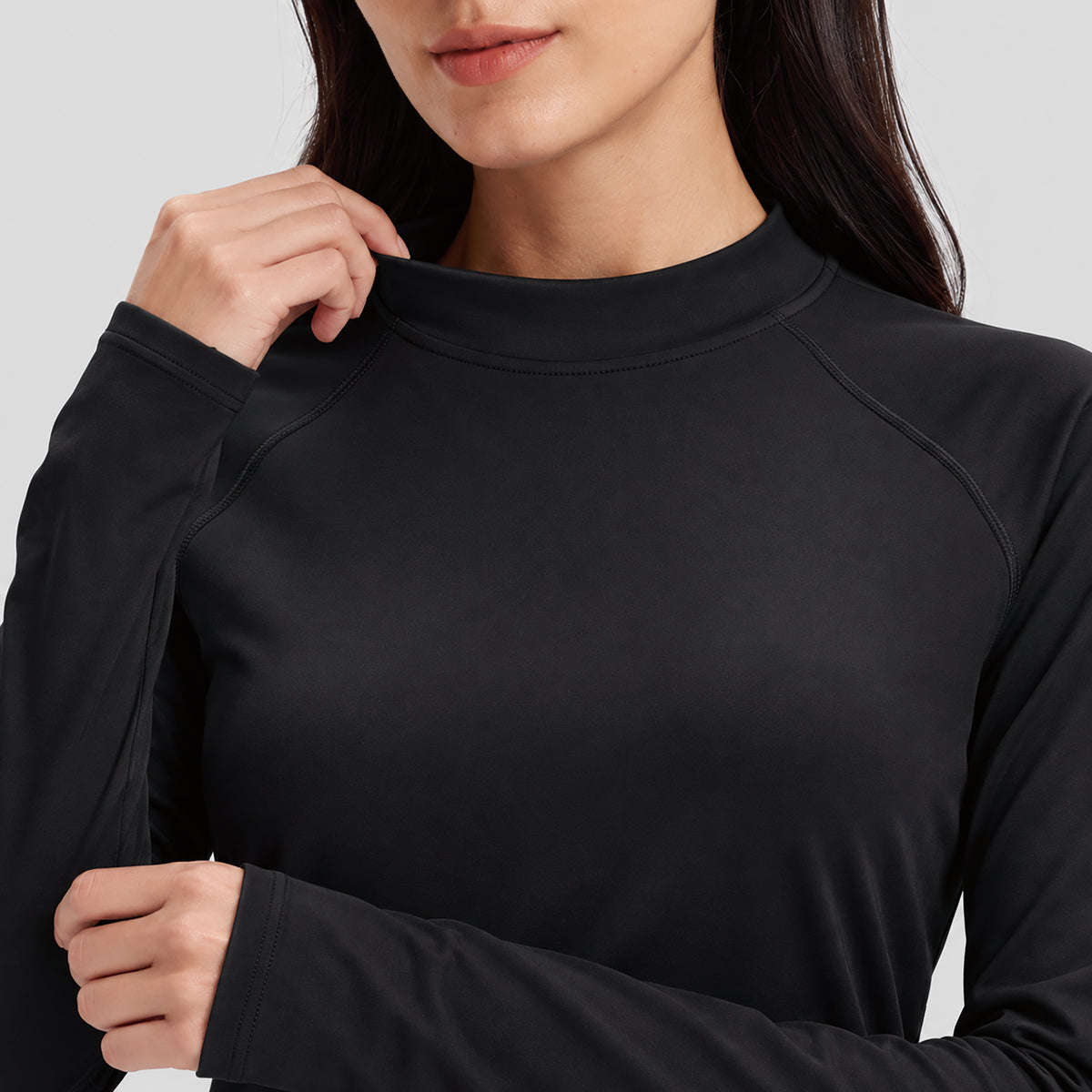 Women's Fleece Lined Thermal Shirt Mock Neck Long Sleeve Base Layer
