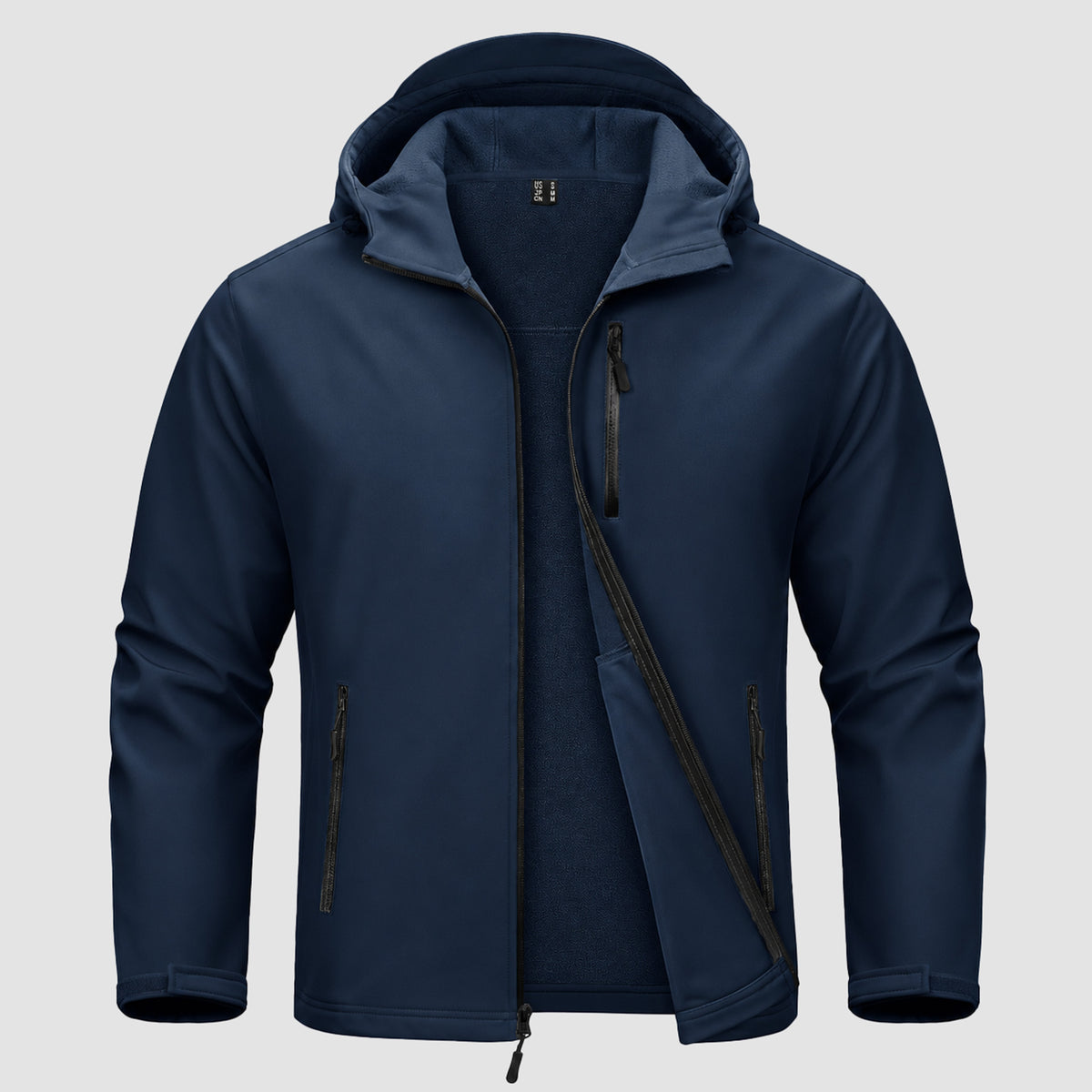 Men's Waterproof Fleece-Lined Winter Jacket - Lightweight Hooded Softshell for Hiking