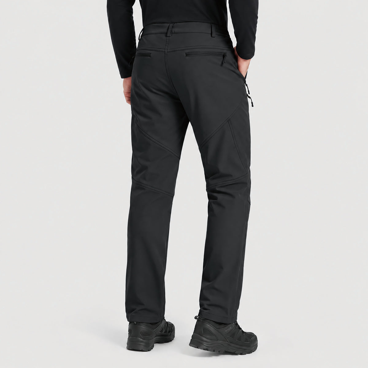 Men's Fleece Lined Softshell Pants Waterproof Hiking Pants with Pockets
