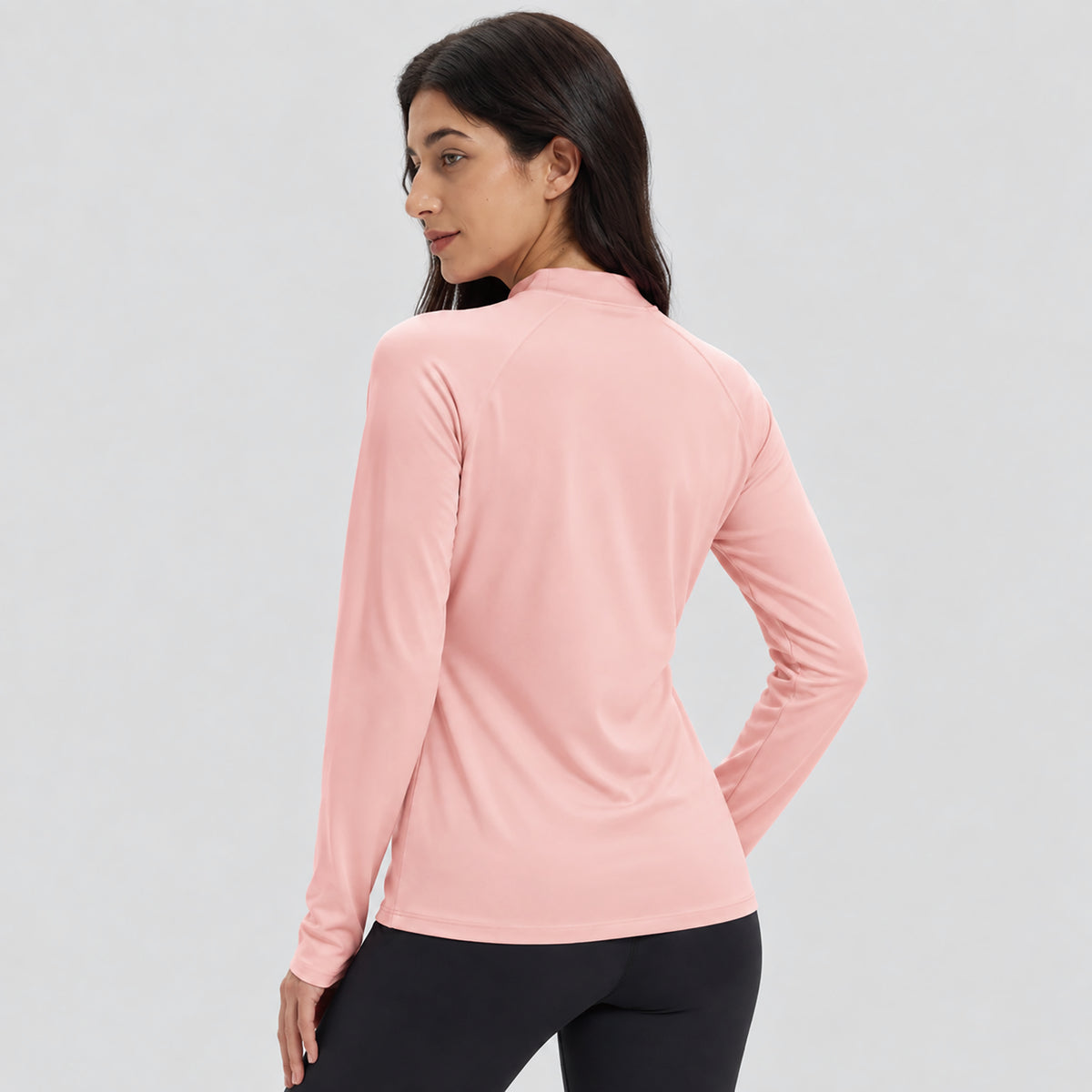 Women's Fleece Lined Thermal Shirt Mock Neck Long Sleeve Base Layer