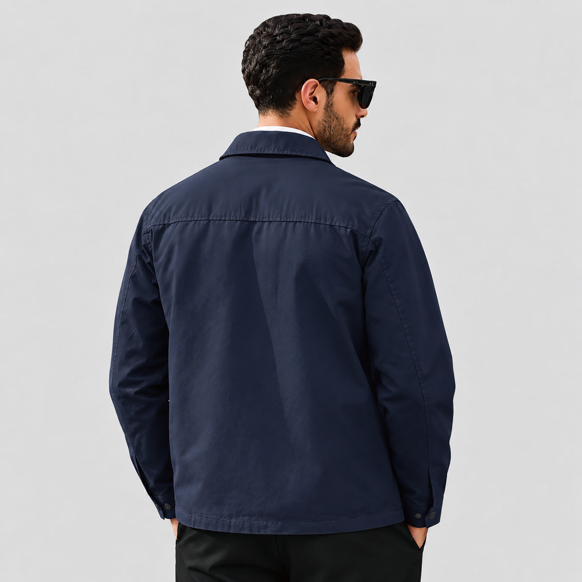Men's Lightweight Cotton Jacket Full Zip with 3 Pockets