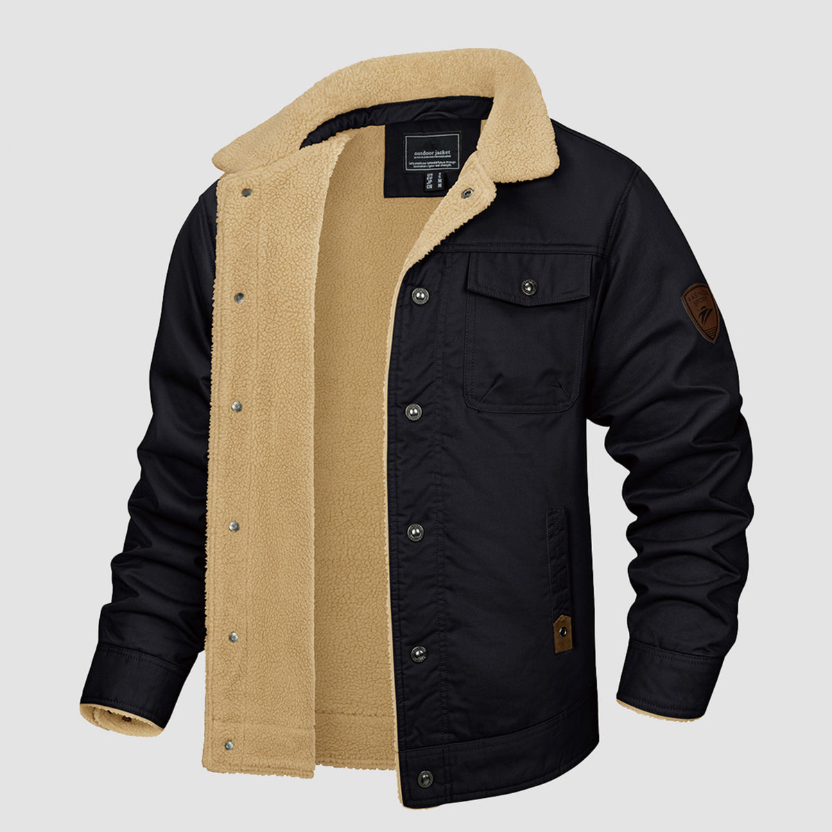 Men's Sherpa Lined Trucker Jacket | Casual Denim Canvas Coat