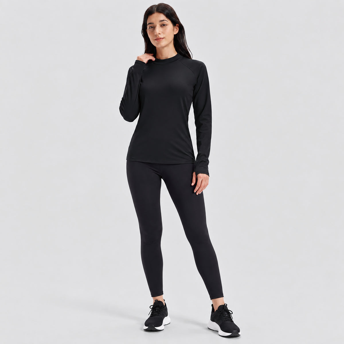 Women's Fleece Lined Thermal Shirt Mock Neck Long Sleeve Base Layer