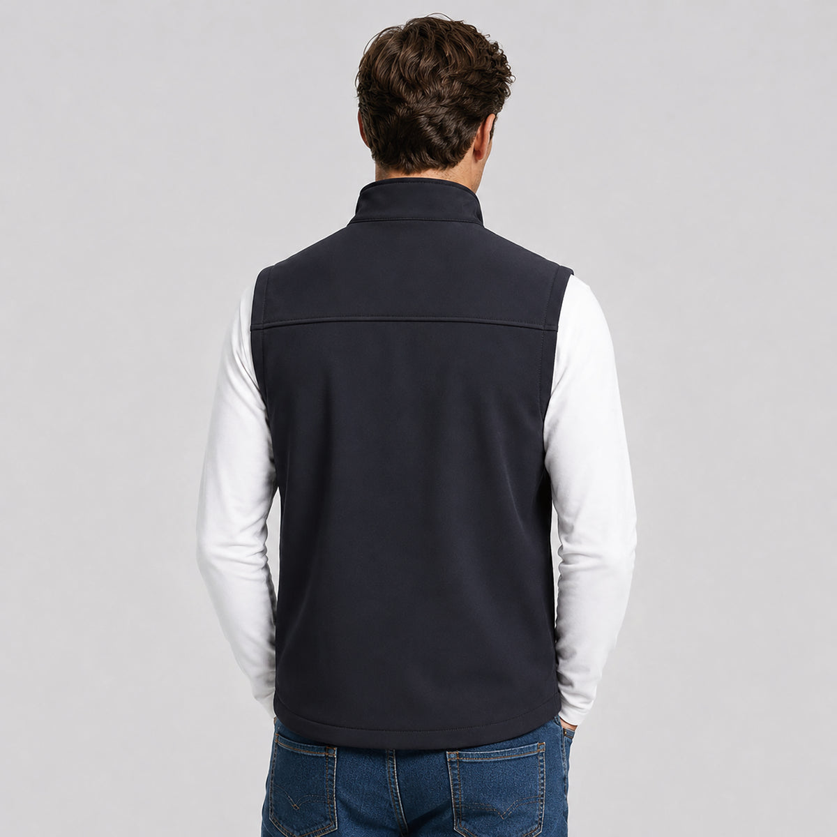Men's Waterproof Softshell Vest 6-Pocket Fleece Lined Golf Windbreaker