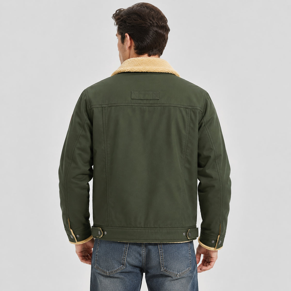 Men's Sherpa Lined Trucker Jacket | Casual Denim Canvas Coat