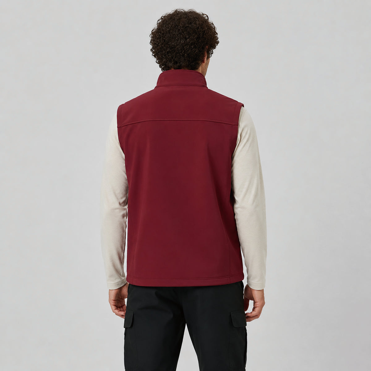 Men's Waterproof Softshell Vest 6-Pocket Fleece Lined Golf Windbreaker