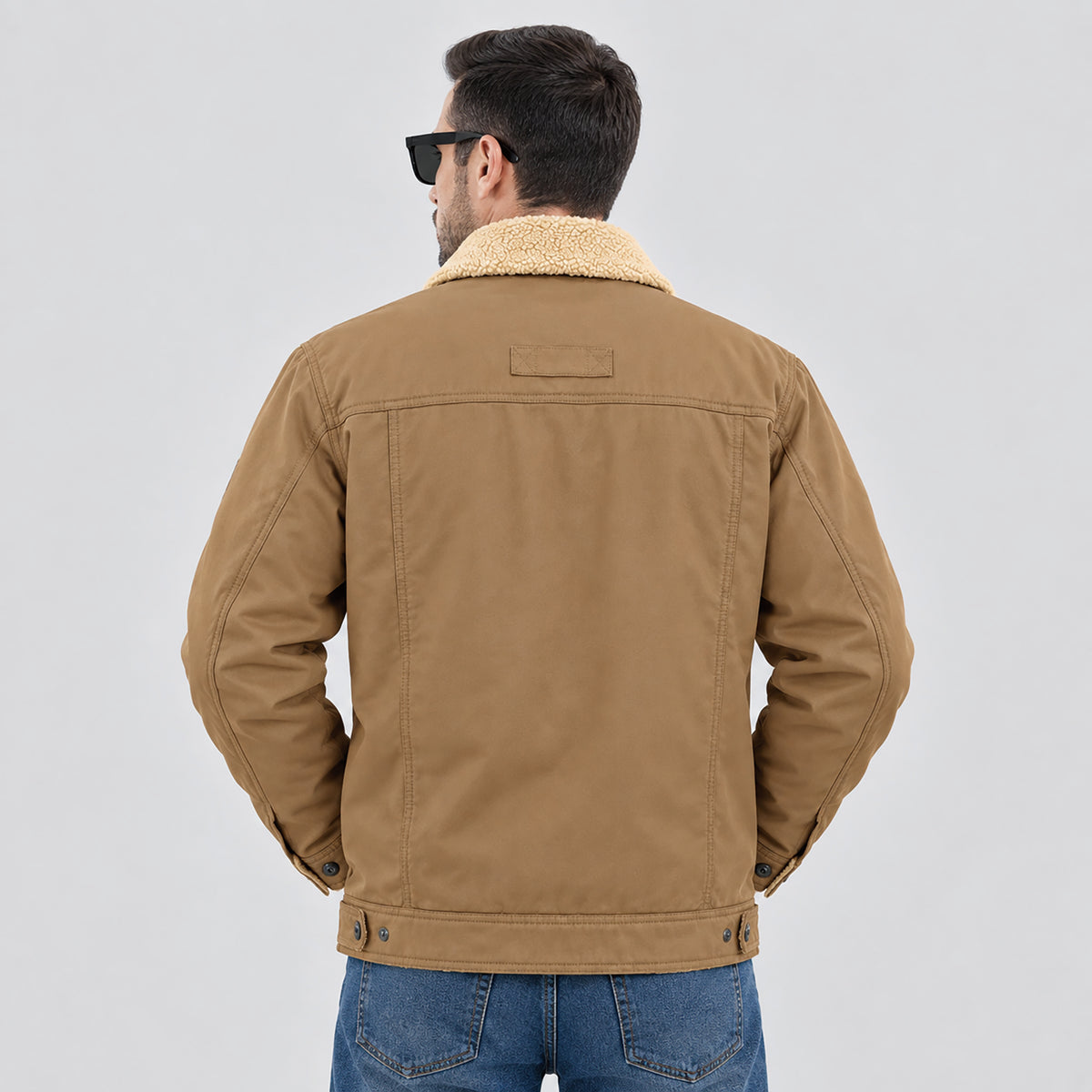 Men's Sherpa Lined Trucker Jacket | Casual Denim Canvas Coat