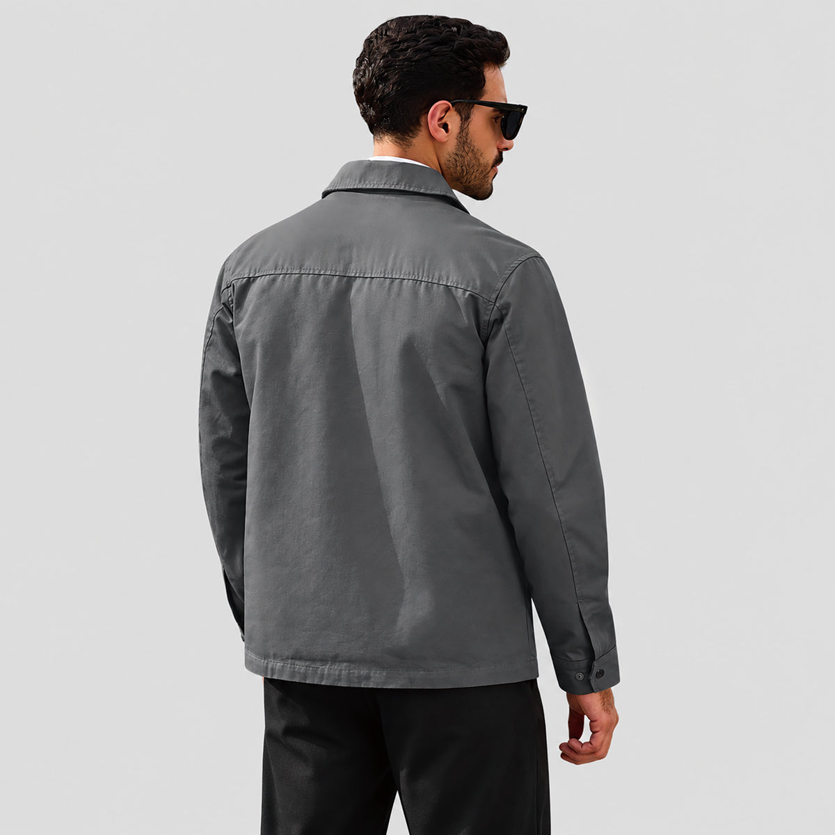 Men's Lightweight Cotton Jacket Full Zip with 3 Pockets
