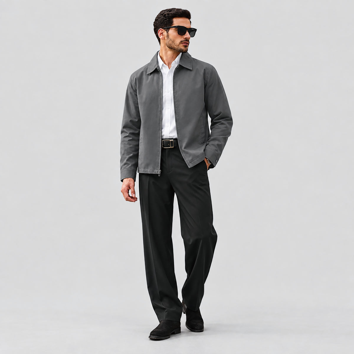Men's Lightweight Cotton Jacket Full Zip with 3 Pockets