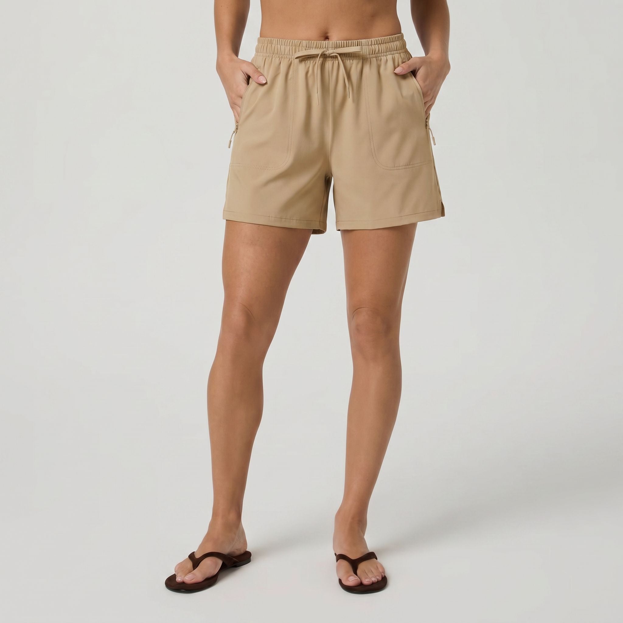 Women's 5 Inch Water Resistant Hiking Shorts UPF 50 Plus Quick Dry Golf Shorts with Zipper Pockets