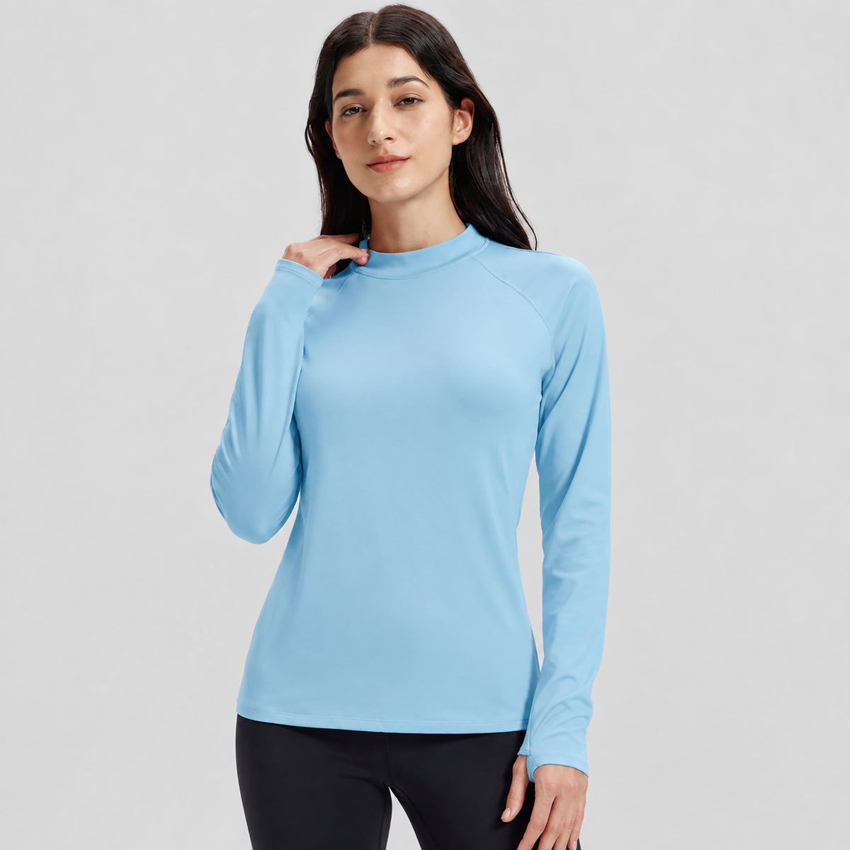 Women's Fleece Lined Thermal Shirt Mock Neck Long Sleeve Base Layer