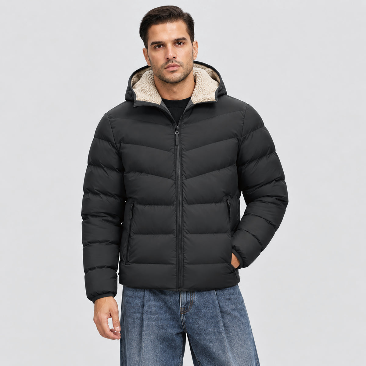 Men's Lightweight Quilted Puffer Jacket with Hood