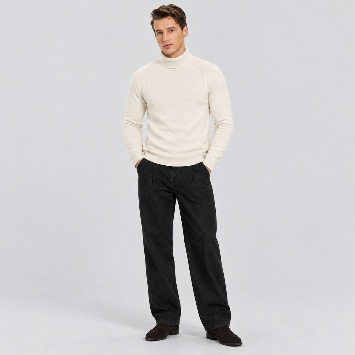Men's Lightweight Knit Turtleneck Sweater