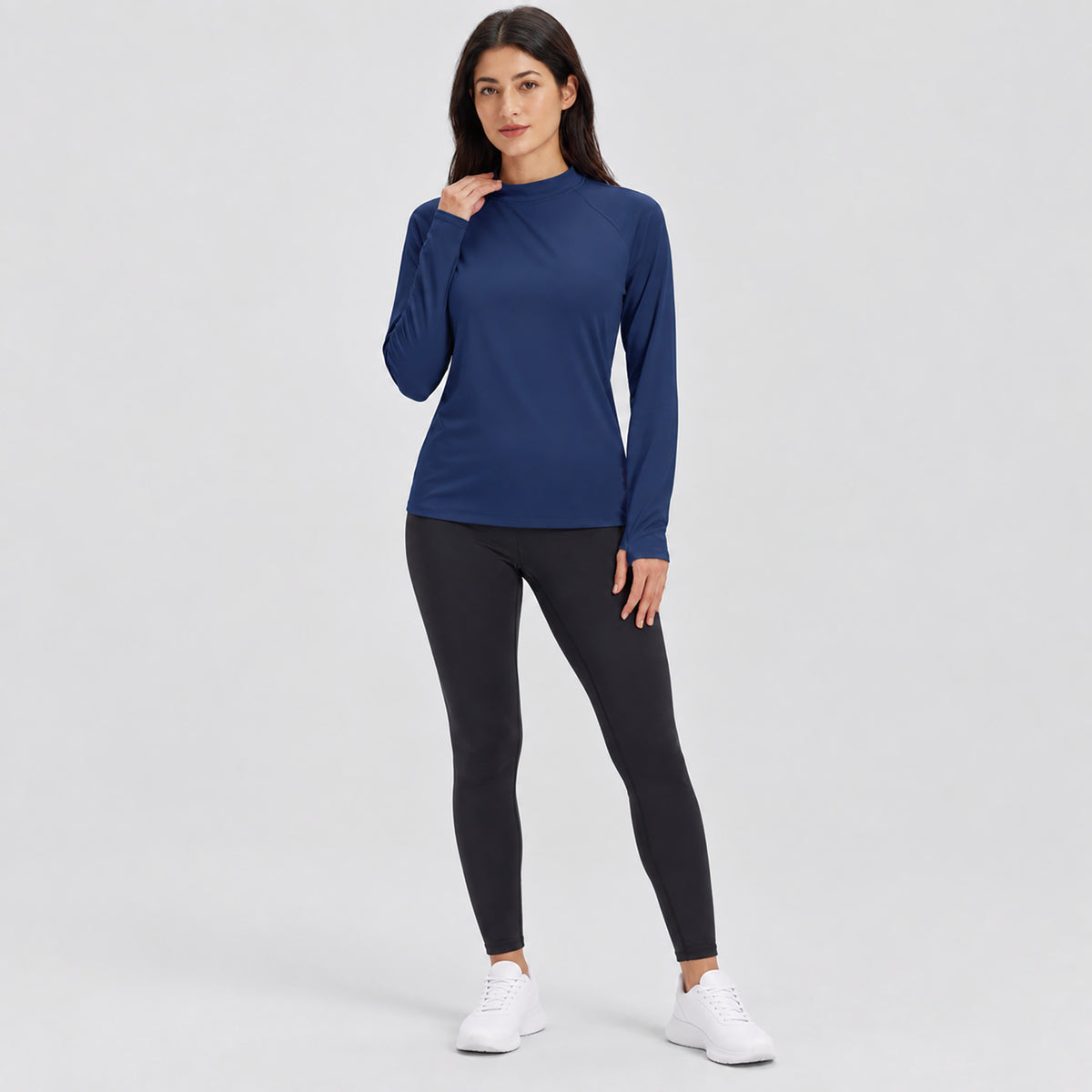 Women's Fleece Lined Thermal Shirt Mock Neck Long Sleeve Base Layer