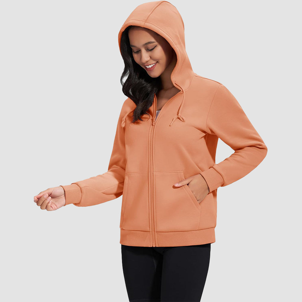 Women's Fleece Jacket - Full Zip, Hood & Pockets