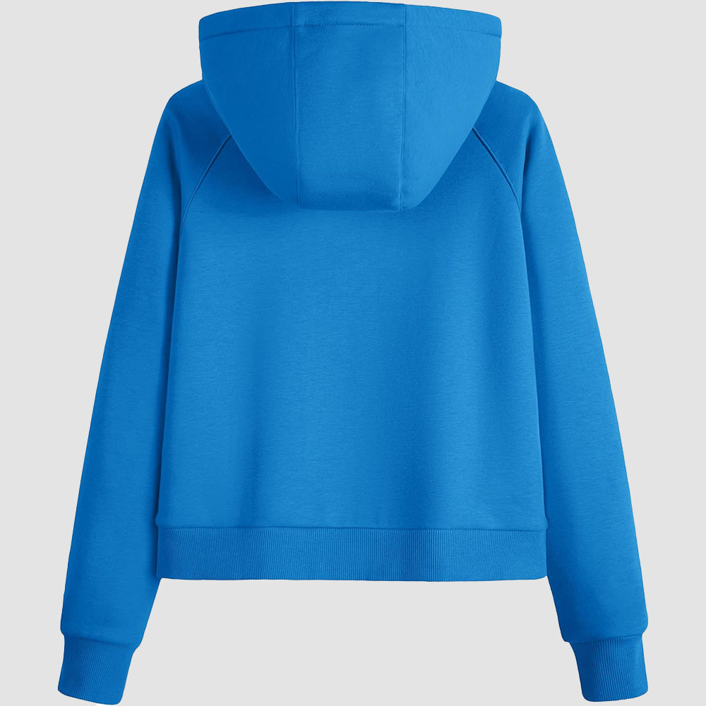 Women's Fleece Hoodie - Half Zip & Kangaroo Pocket