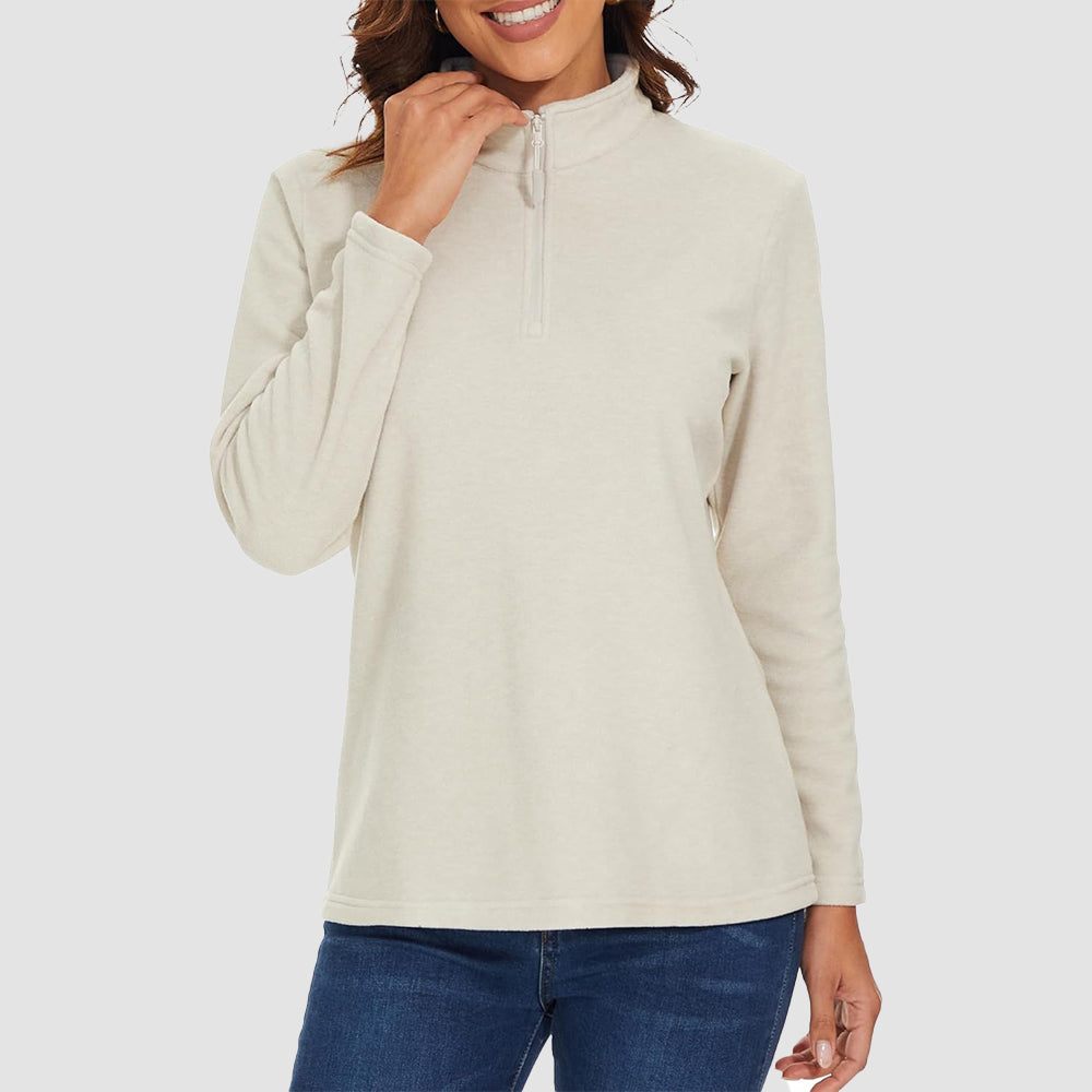 Women's Quarter Zip Fleece Pullover Sweatshirt Athletic Top