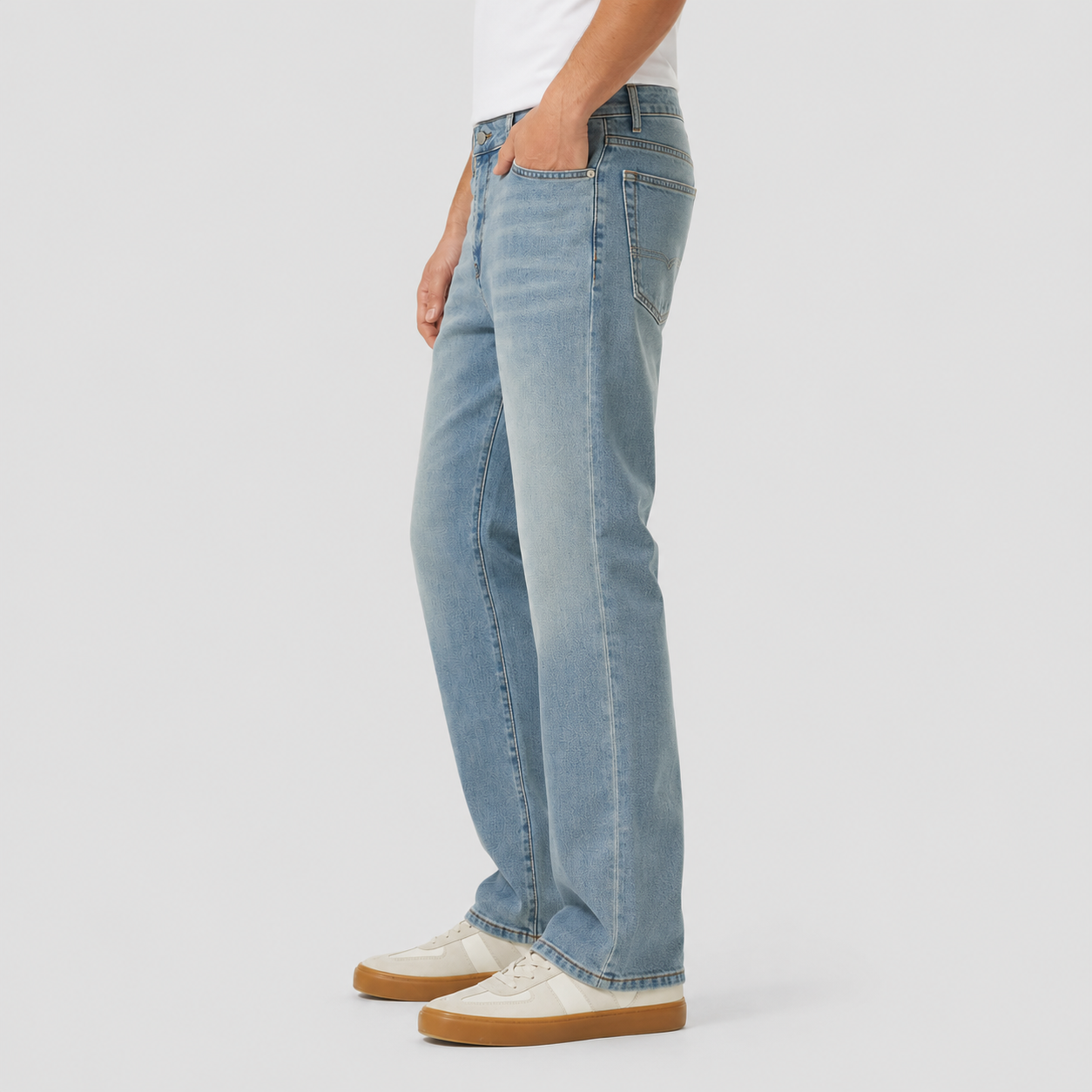 Men's Stretch Flare Jeans - Light Wash Bootcut Denim Pants