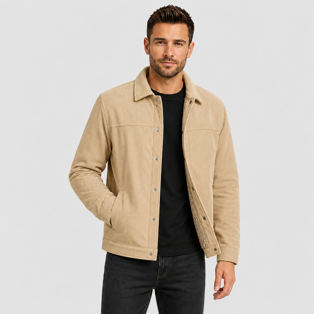 Men's Sherpa-Lined Corduroy Winter Jacket