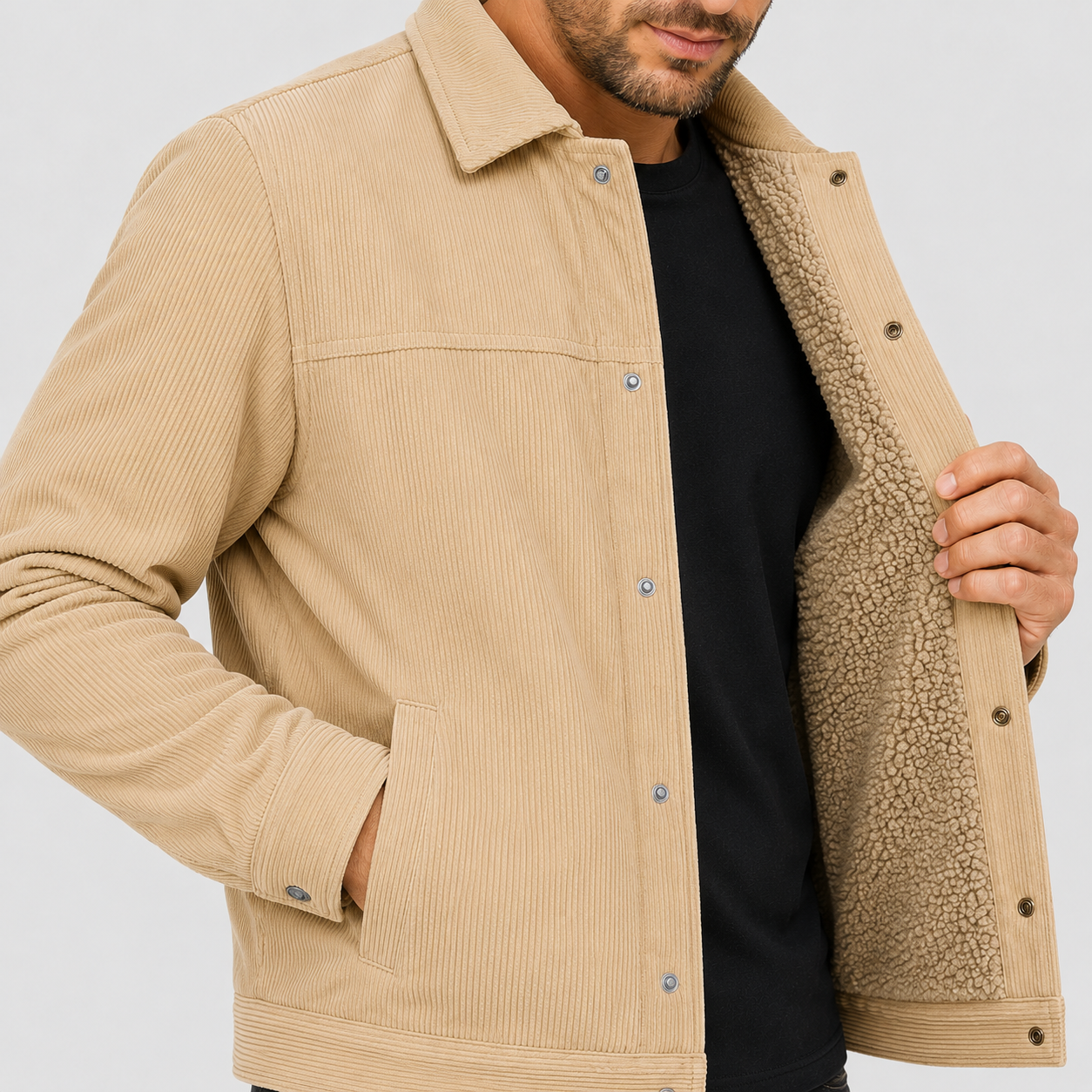 Men's Sherpa-Lined Corduroy Winter Jacket