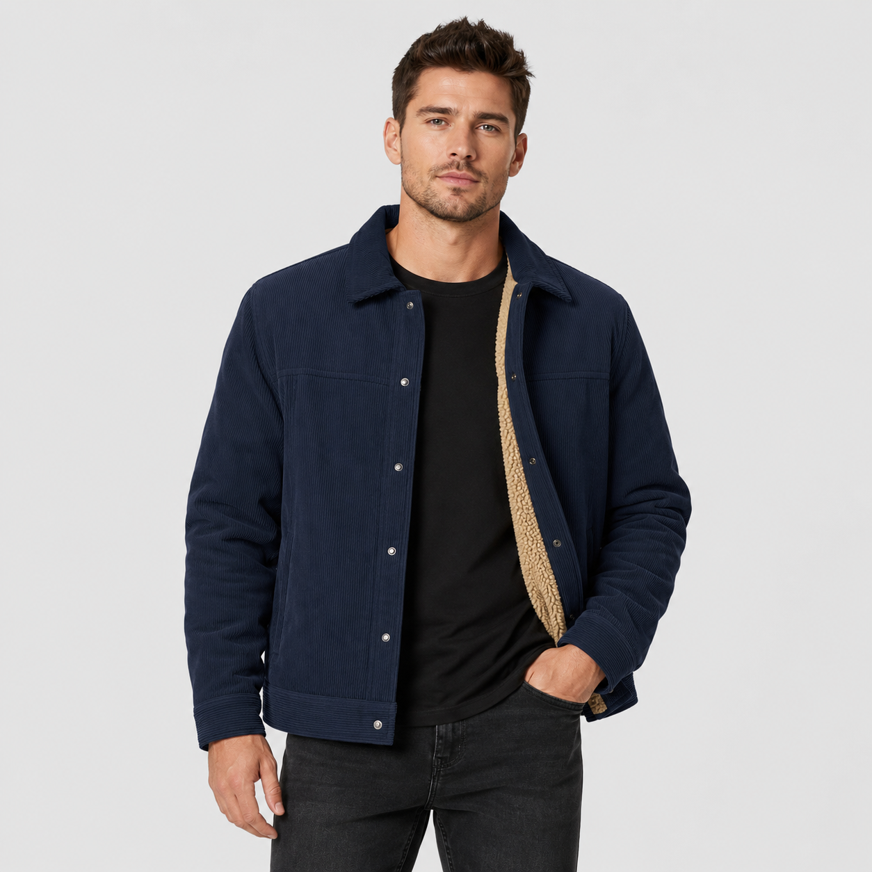 Men's Sherpa-Lined Corduroy Winter Jacket