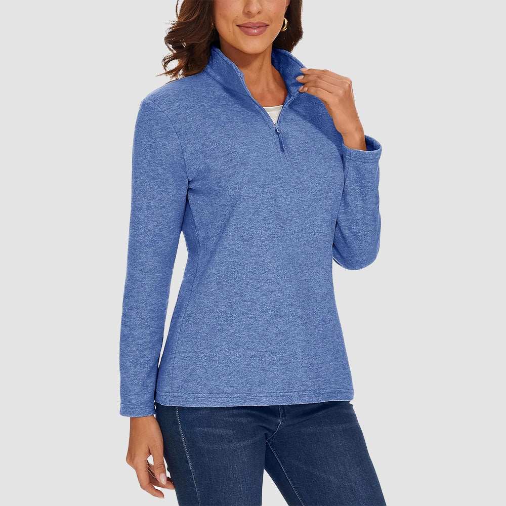 Women's Quarter Zip Fleece Pullover Sweatshirt Athletic Top