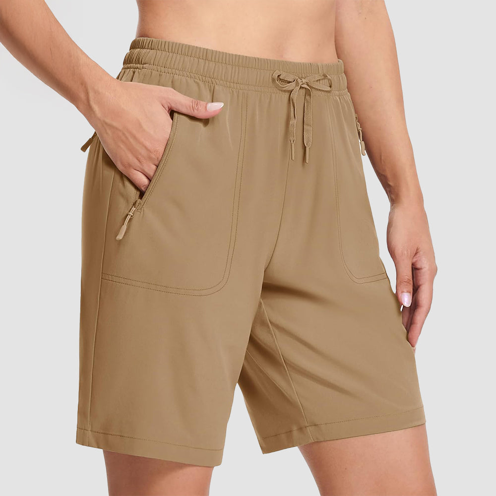 【New In】 Women’s 8 Inch Water‑Resistant Hiking Golf Shorts 3 Zipper Pockets
