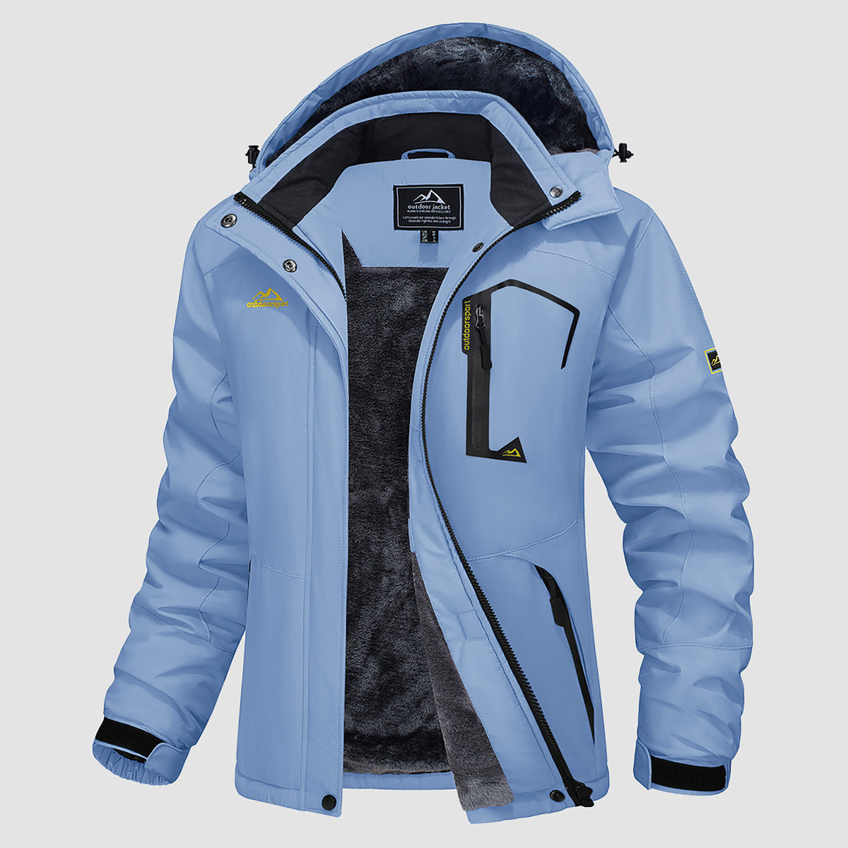 Light Blue MAGCOMSEN Women's Water-Resistant Fleece Ski Jacket with 4 Pockets in #Color_Light Blue