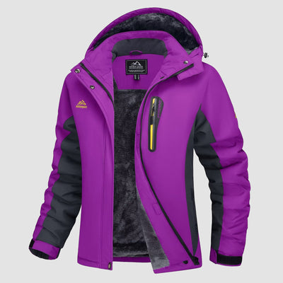 Purple MAGCOMSEN Women's Waterproof Fleece-Lined Ski Jacket with Hood