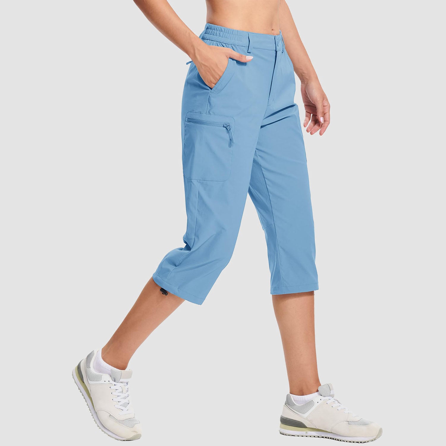 Women's Lightweight Water-Resistant Hiking Capris with 5 Pockets Light Blue by MAGCOMSEN #Color_Light Blue