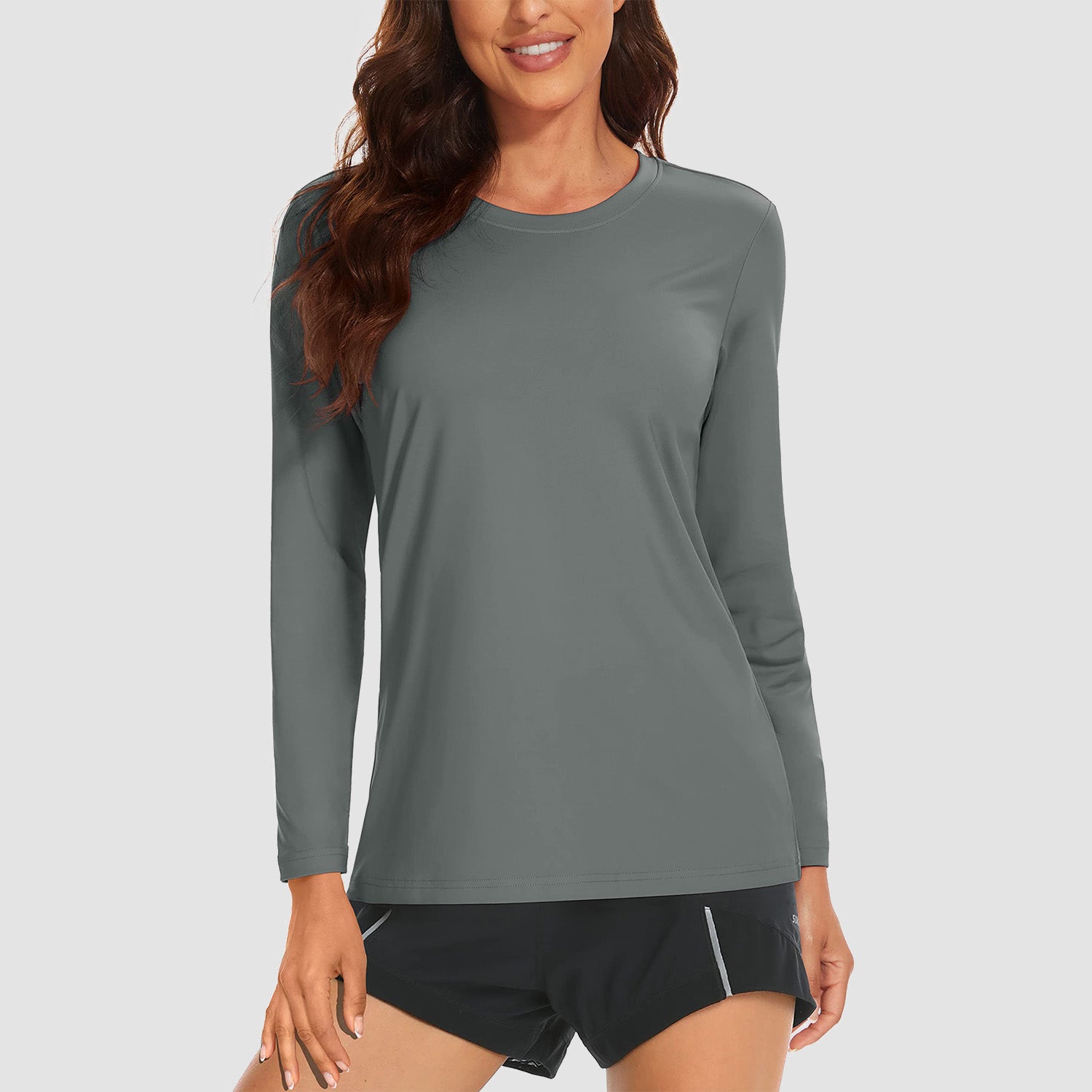 Women's UPF 80+ Long Sleeve Sun Protection Quick-Dry Shirt Dark Grey by MAGCOMSEN #Color_Dark Grey