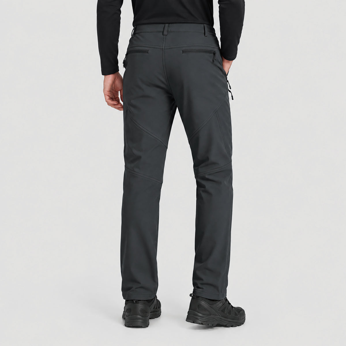 Men's Fleece Lined Softshell Pants Waterproof Hiking Pants with Pockets