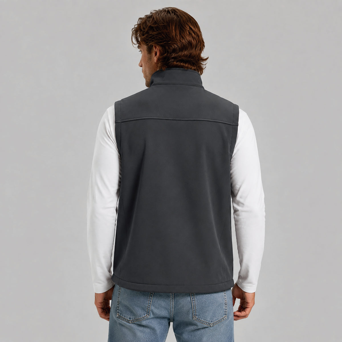 Men's Waterproof Softshell Vest 6-Pocket Fleece Lined Golf Windbreaker