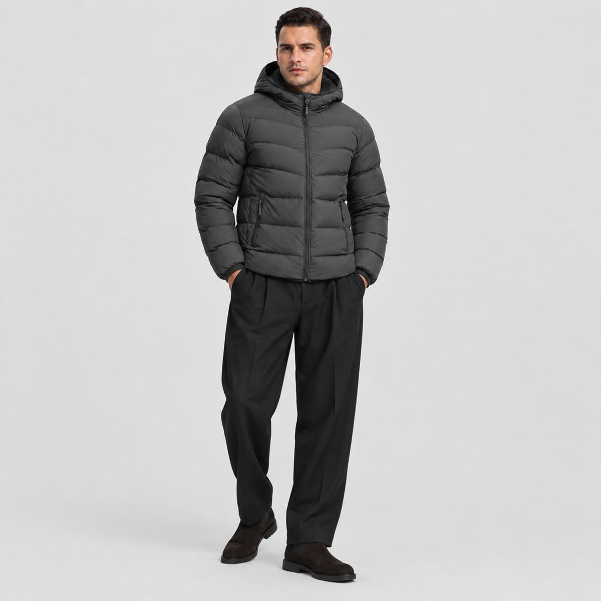 Men's Lightweight Quilted Puffer Jacket with Hood