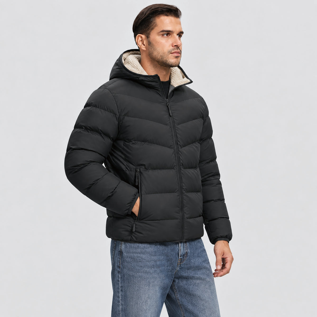 Men's Lightweight Quilted Puffer Jacket with Hood