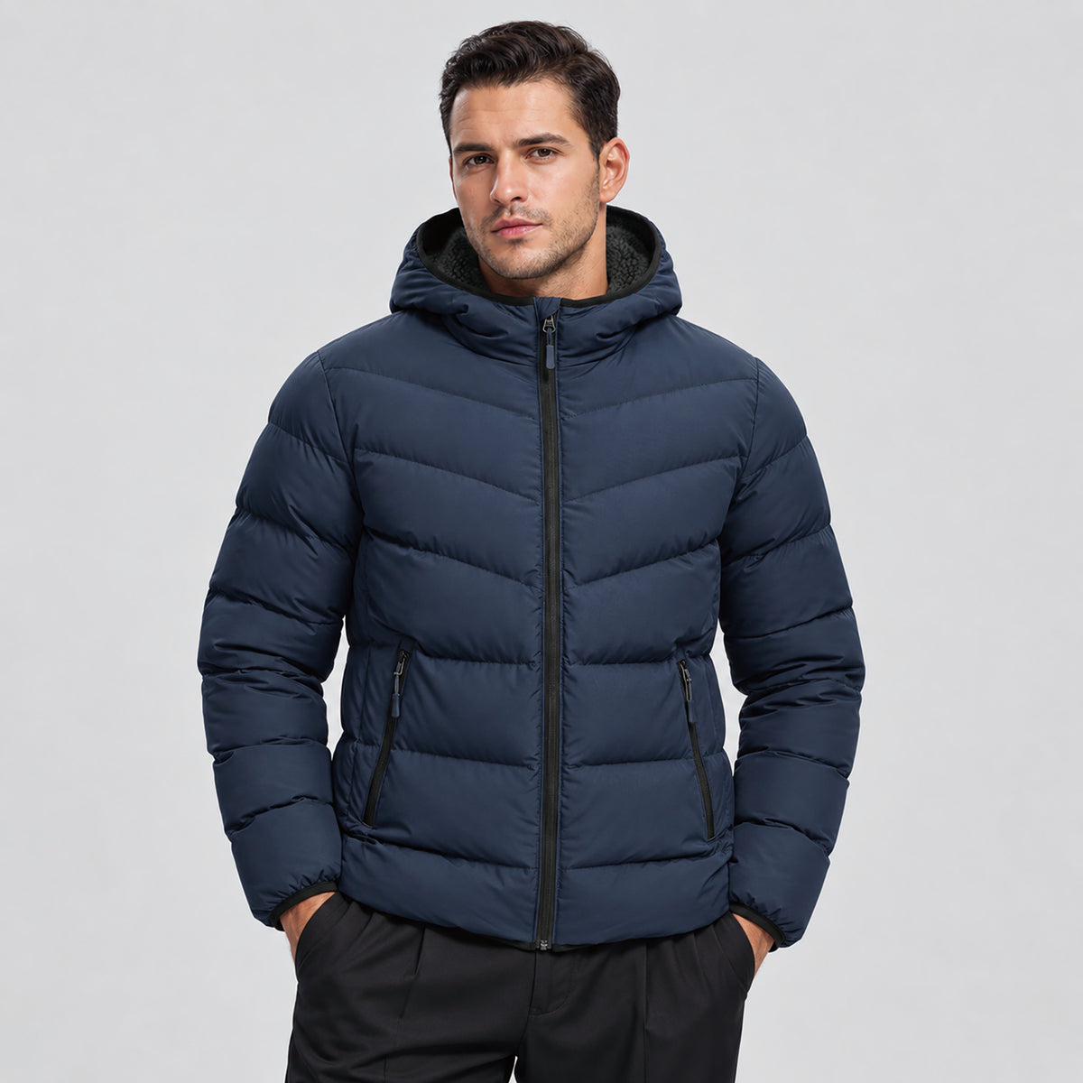 Men's Lightweight Quilted Puffer Jacket with Hood
