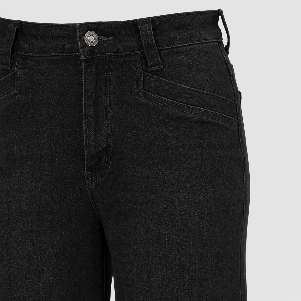 Women's High Waisted Wide Leg Jeans - Stretch Denim Pants with Raw Hem