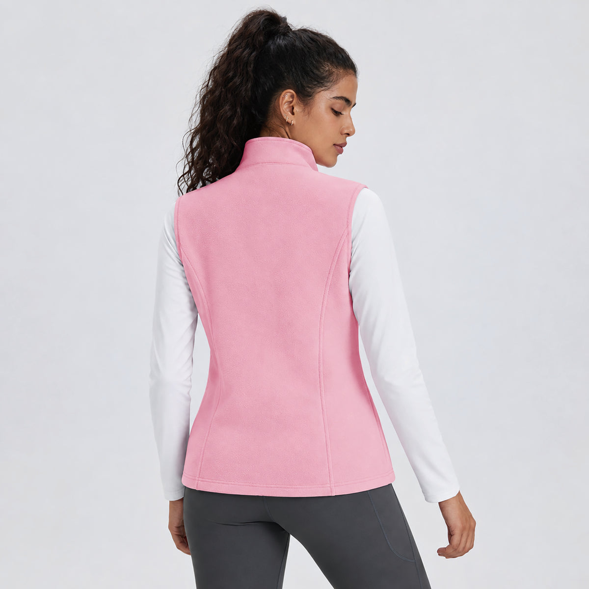 Women's Fleece Vest Lightweight Zip Up Sleeveless Warm Layer with Pockets