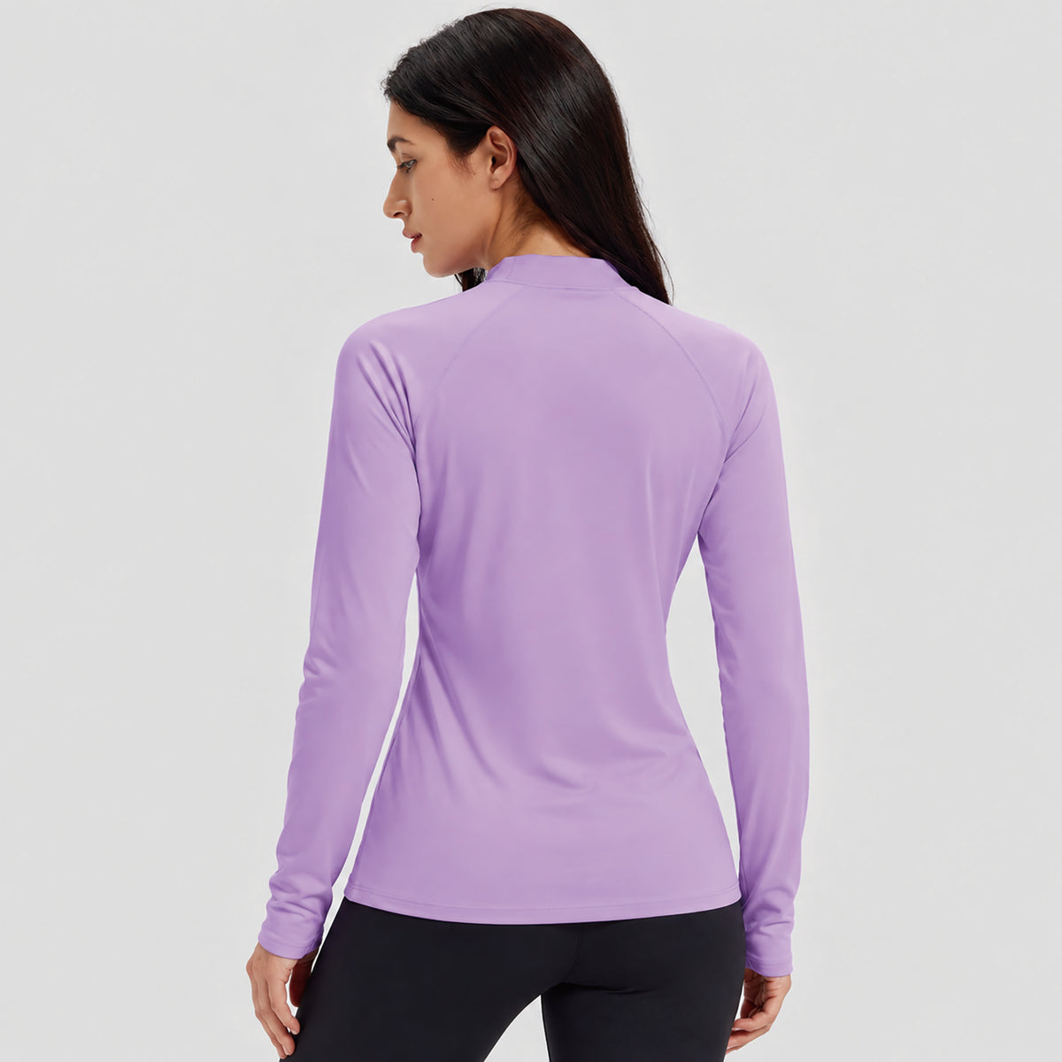 Women's Fleece Lined Thermal Shirt Mock Neck Long Sleeve Base Layer