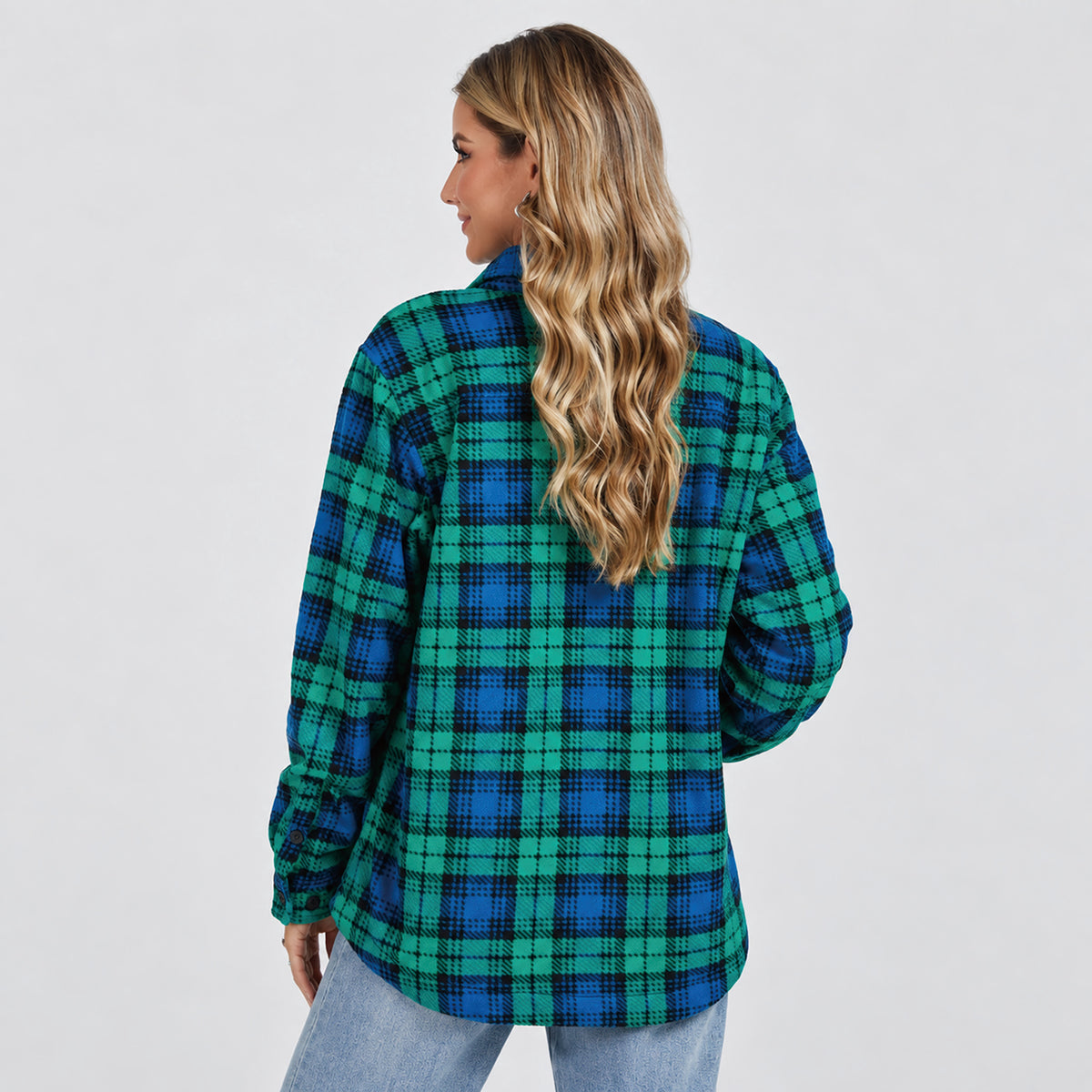 Women's Sherpa Lined Plaid Shacket Warm Flannel Jacket for Fall Winter
