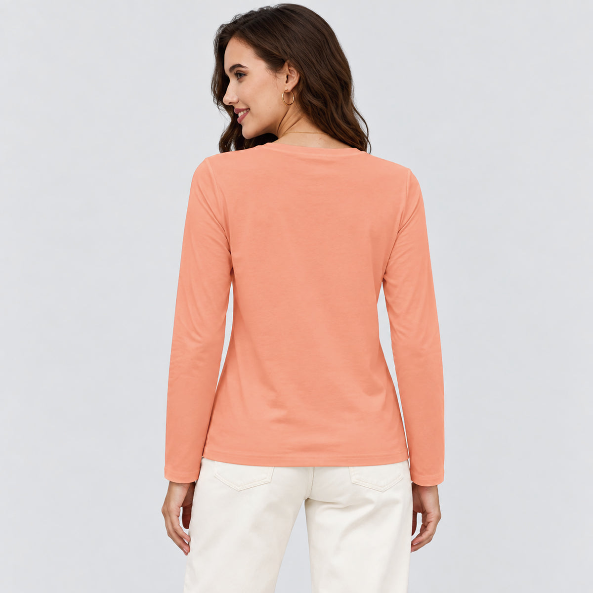 Women's Cotton Long Sleeve Crew Neck T Shirt Soft Casual Basic Tee