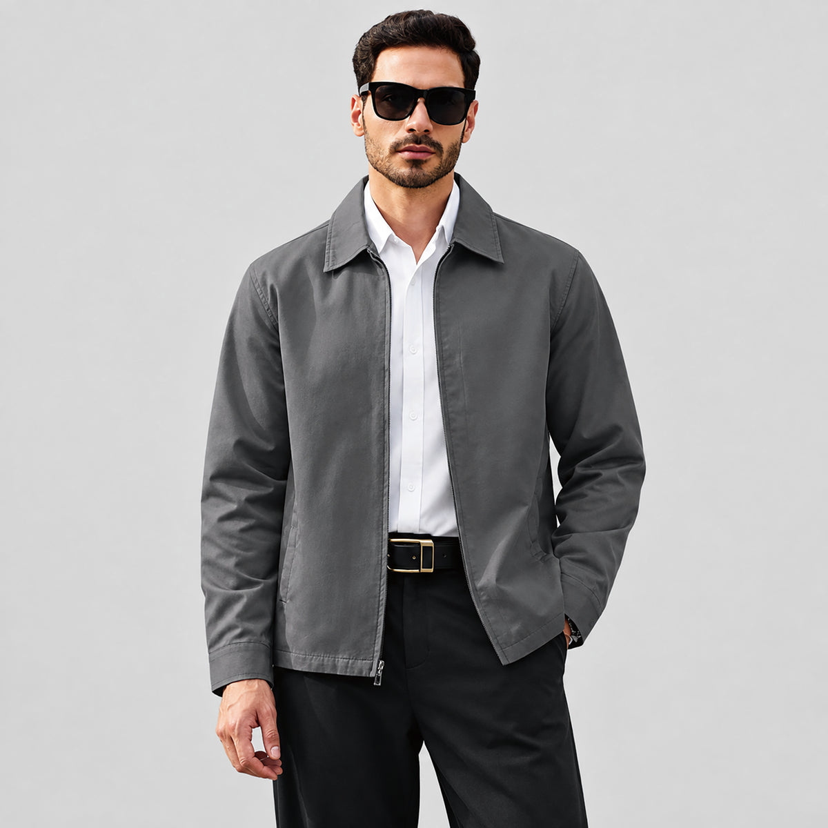 Men's Lightweight Cotton Jacket Full Zip with 3 Pockets